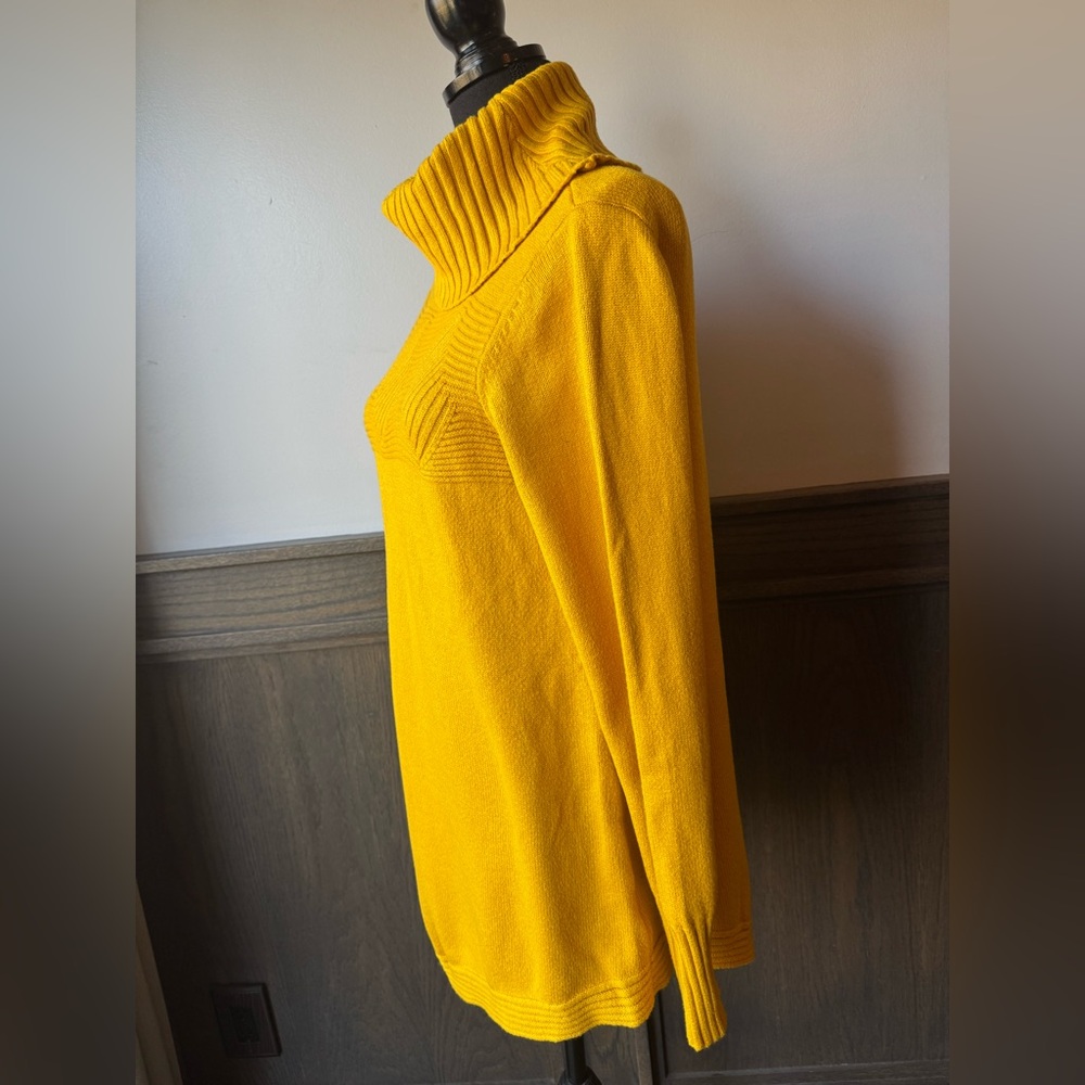 Renuar Mustard Cowl Neck Sweater soft cozy medium - Picture 4 of 6